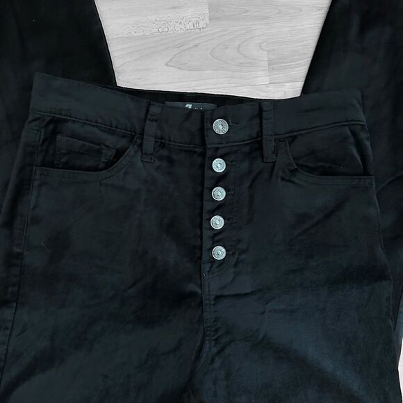 7 For All Mankind Black High Rise Ankle Skinny Velvet Jeans Button Fly Size 28 - Picture 2 of 11